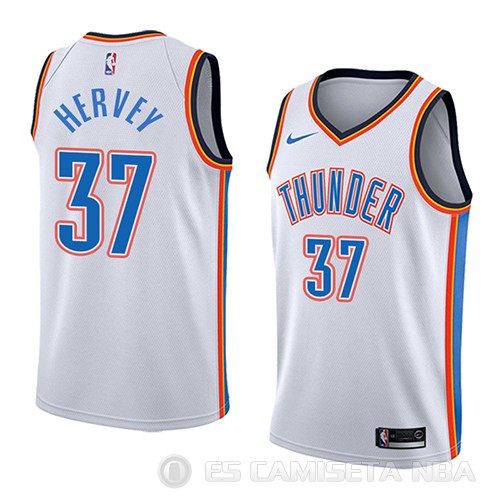Camiseta Kevin Hervey #37 Oklahoma City Thunder Association 2018 Blanco - Haga un click en la imagen para cerrar